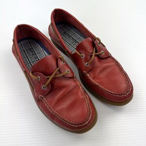 Sperry Top-Sider Red Leather Boat Shoes Mens 13M Non Marking Sole Preppy Casual